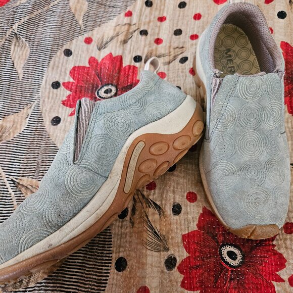 Light Blue Merrell Patterned Suede Mocs 8M - Picture 7 of 8